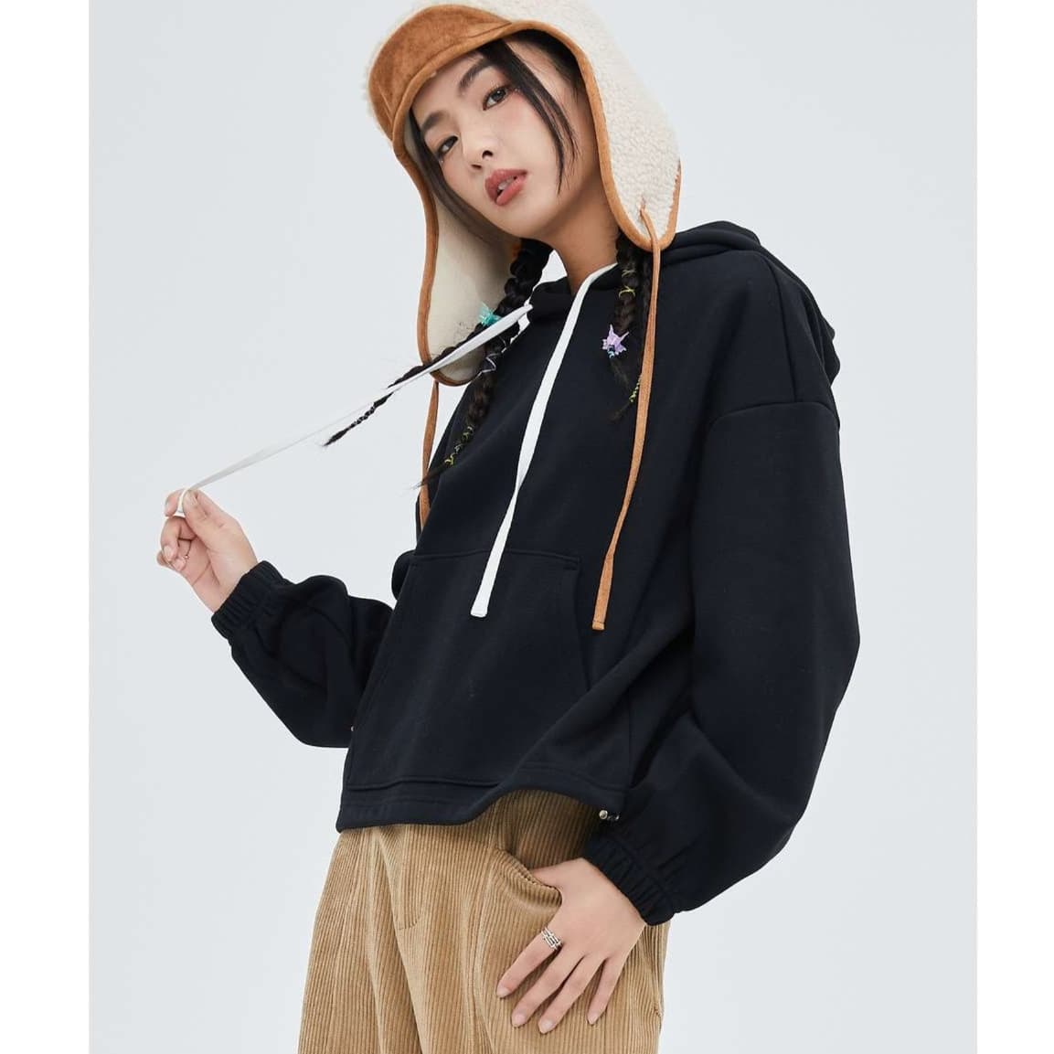 レディースパーカー シルエット美人 こなれショートパーカー